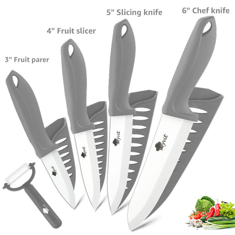 Five piece Set Of White Ceramic Knives