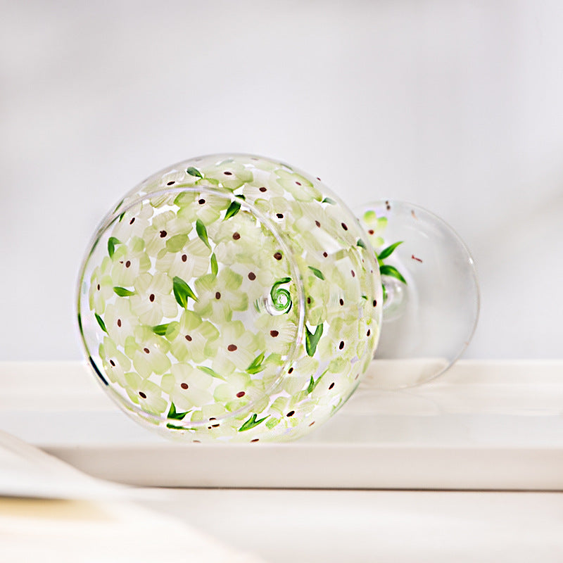 Hand Painted Flower Wine Glass