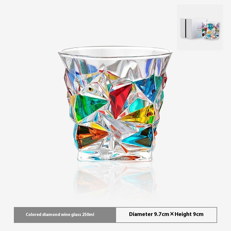Colored Mosaic Wine Glass Painted Glass