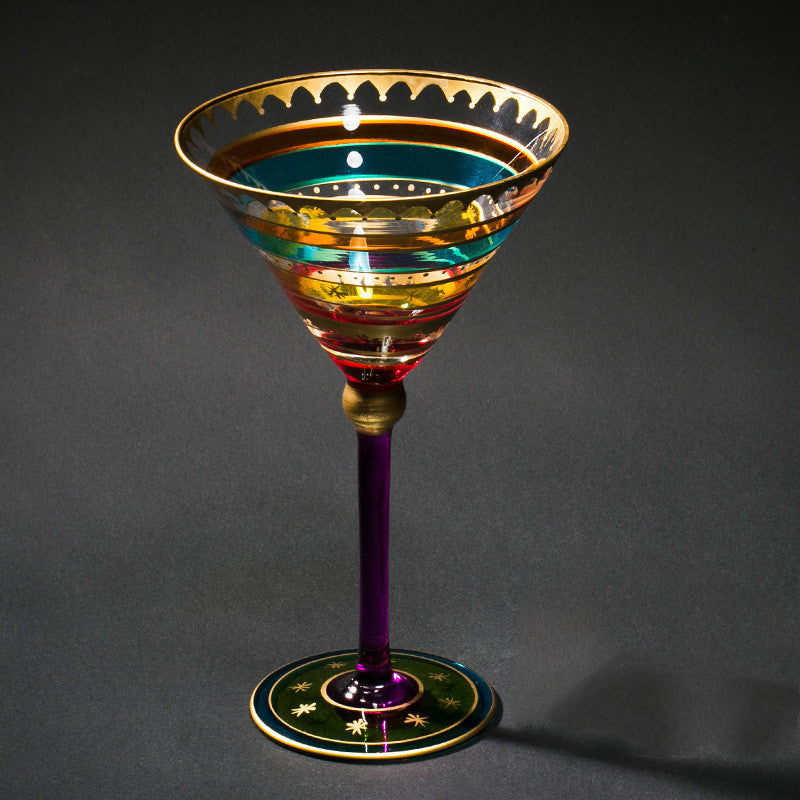 Stained glass tall wine glass