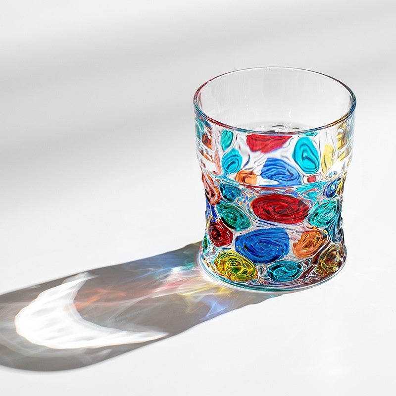Colored Mosaic Wine Glass Painted Glass