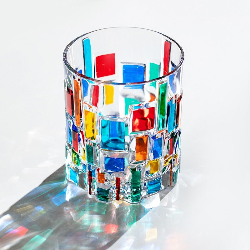 Colored Mosaic Wine Glass Painted Glass