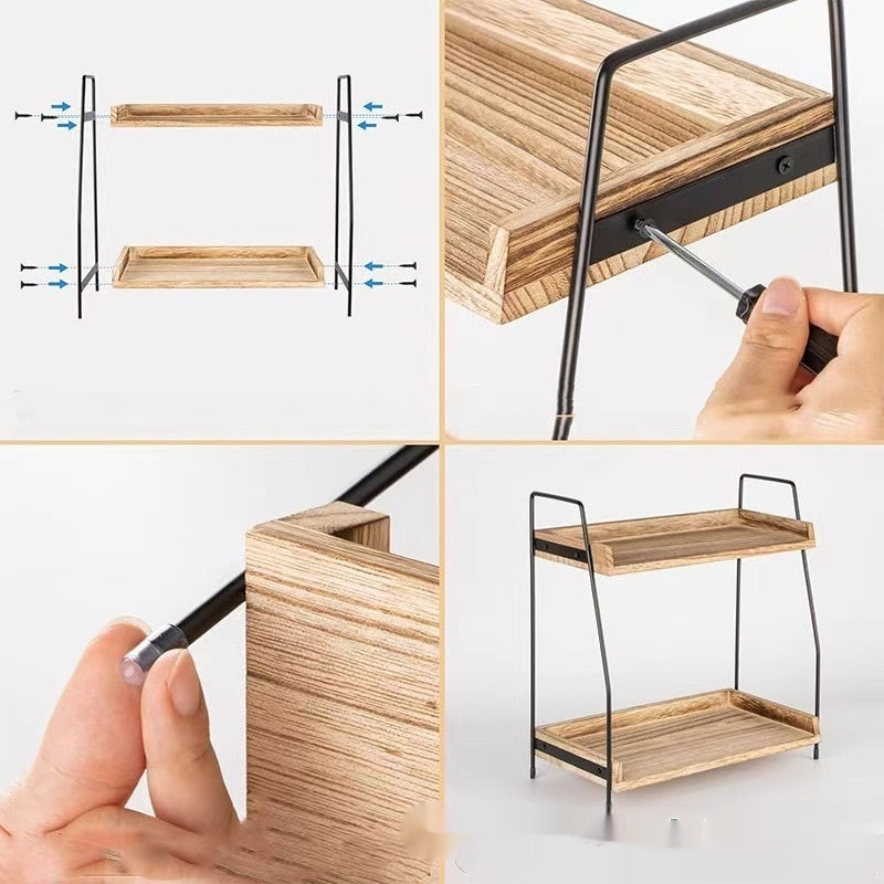 Wooden Kitchen Seasoning Rack Storage