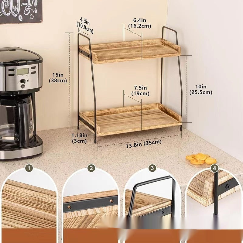Wooden Kitchen Seasoning Rack Storage