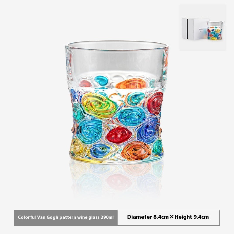 Colored Mosaic Wine Glass Painted Glass