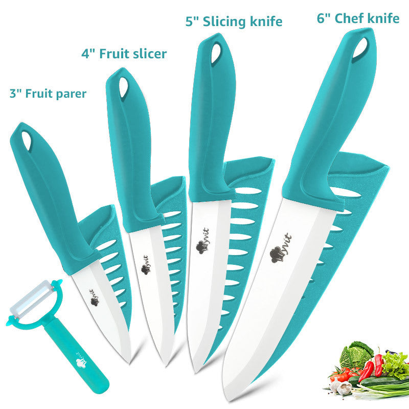 Five piece Set Of White Ceramic Knives