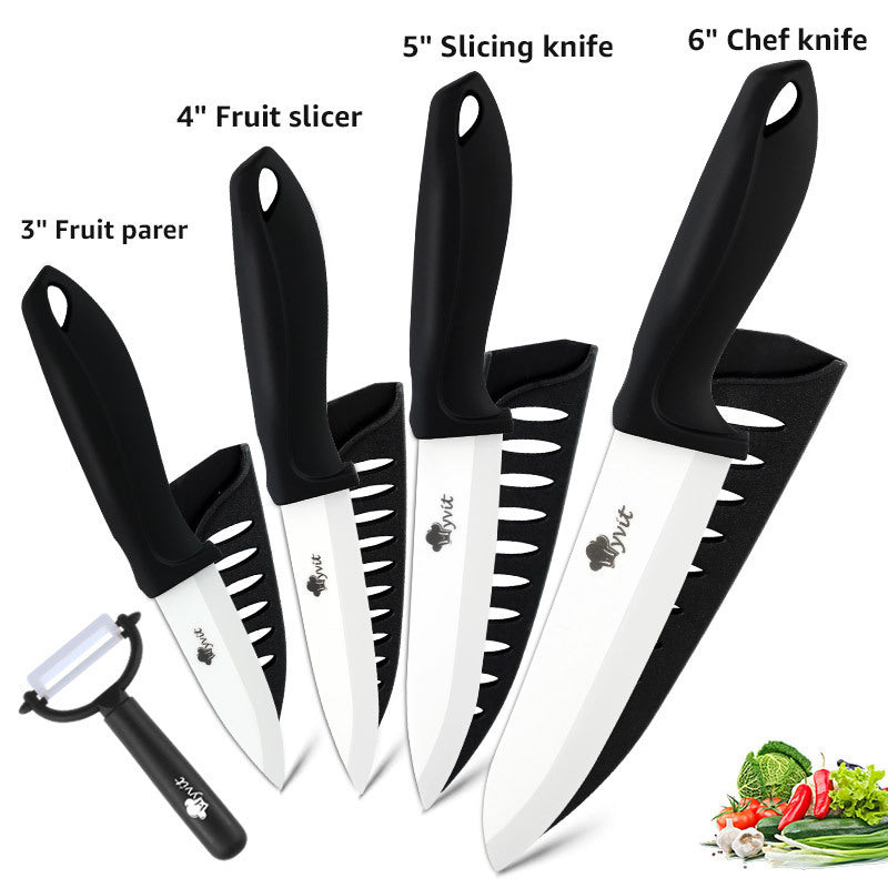 Five piece Set Of White Ceramic Knives