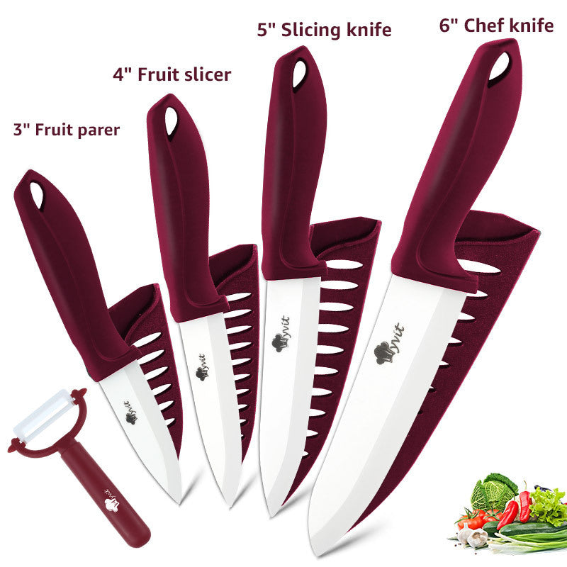 Five piece Set Of White Ceramic Knives
