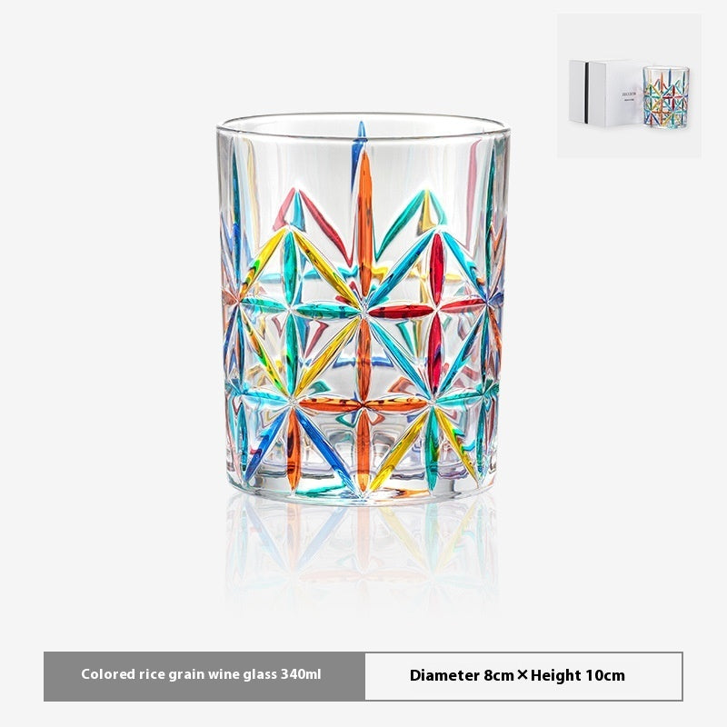 Colored Mosaic Wine Glass Painted Glass