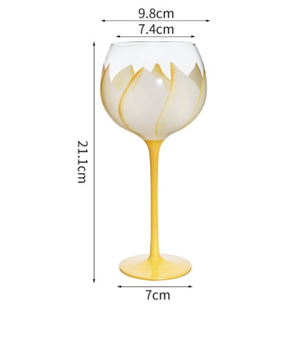 Hand Painted Flower Wine Glass